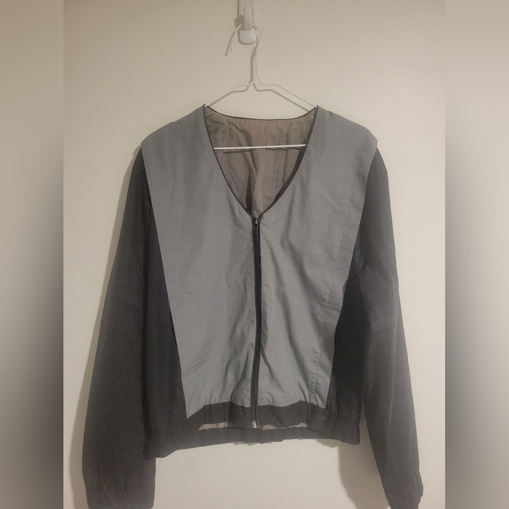 Vintage Lavion Sz 40 Black Grey Jacket Bomber Zip L'avion euc